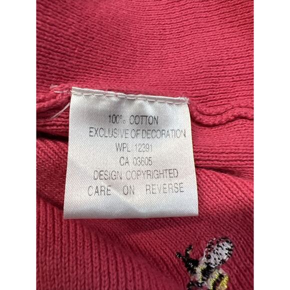 Vintage 90s Northern Isle  Pink Embroidered Bees Cardigan Sweater Small‎ - Picture 7 of 7